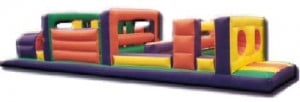 colorful 40 ft obstacle course inflatable rental for kids and adults