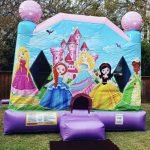 Little princess bounce house rental combo with slide outdide front view