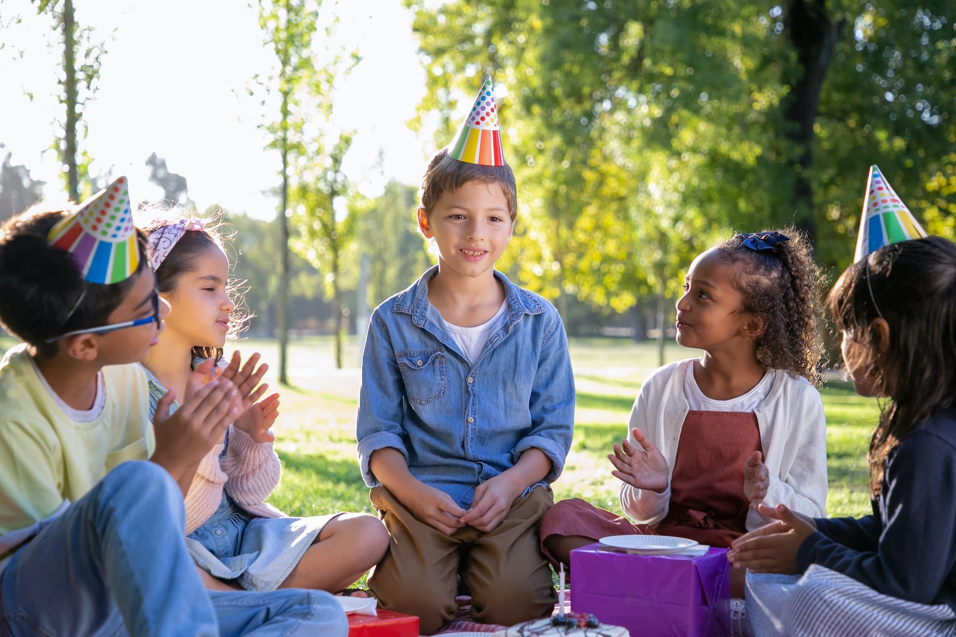 Kids Celebrating a Birthday in a Park
