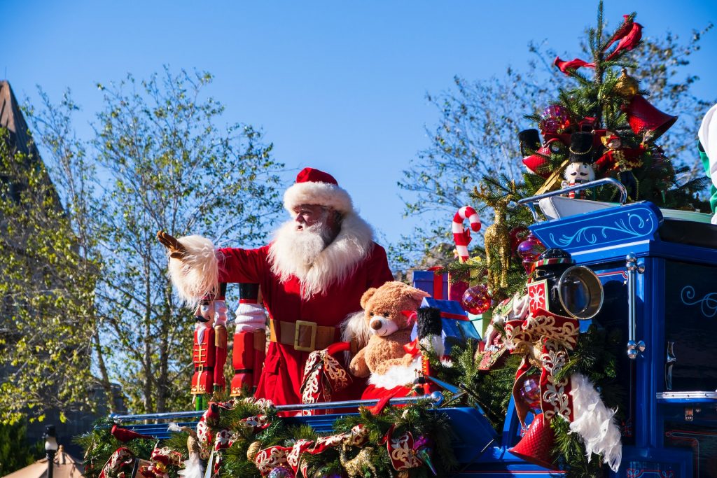 santa in a christmas parade